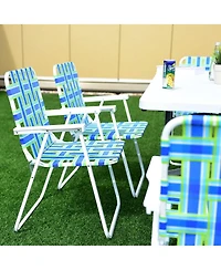 Vebreda 6 Pieces Folding Beach Chair Camping Lawn Webbing Chair