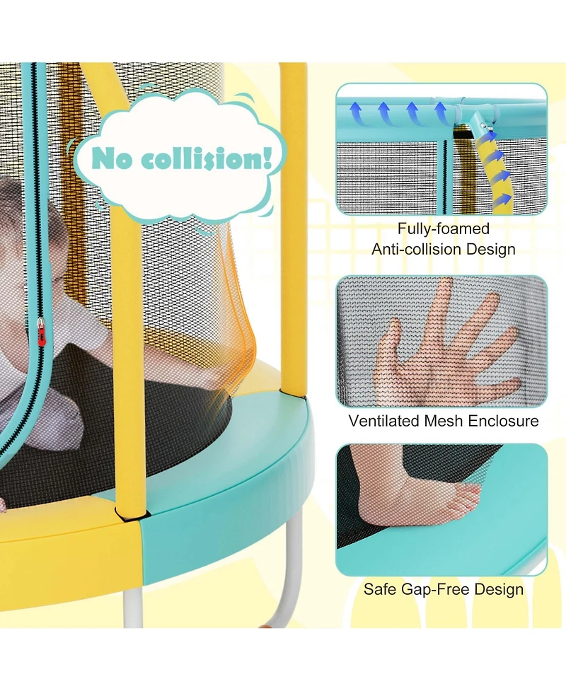 48" Mini Trampoline with Enclosure Heavy-Duty Metal Frame U-shaped Legs