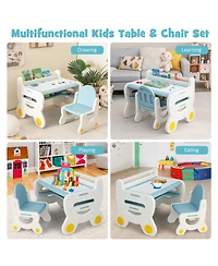 Kids Drawing Table & Chair Set for Reading Playing with Pens & Blackboard Eraser