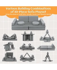 Costway Kids Play Sofa Set Modular Convertible Foam Folding Couch Toddler Playset