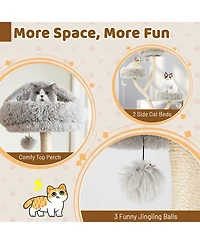 Cat Tree Tower 70'' Multi-Level Kitten Activity Center with 3 Perches & Balls