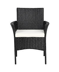 Costway 2PCS Chairs Outdoor Patio Rattan Wicker Dining Arm Seat With Cushions