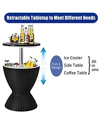 8 Gallon 3 1 Patio Rattan Cooler Bar Table Adjust Ice Bucket
