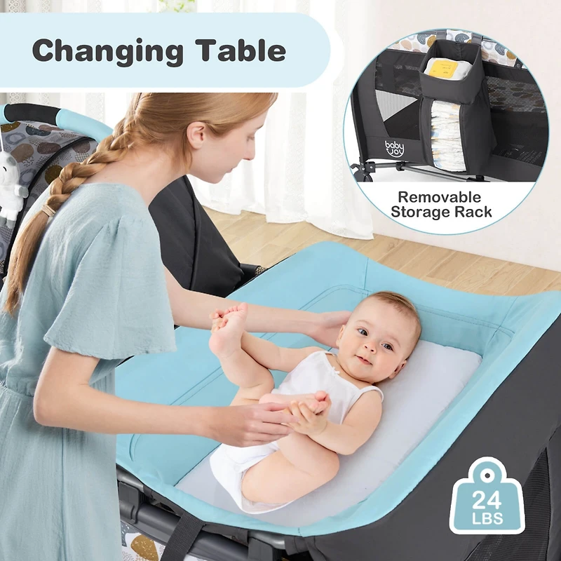 Costway Boys 4 1 Convertible Portable Playard Newborn Napper