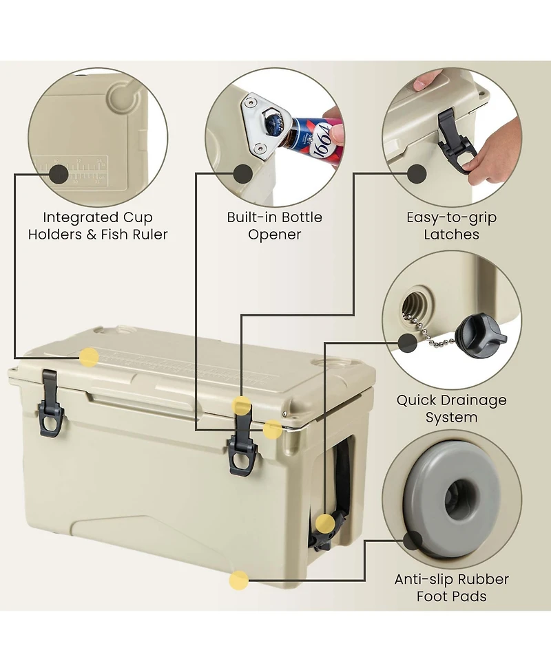 Costway 25 Qt Portable Cooler Rotomolded Ice Chest Insulated Box