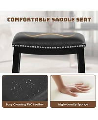 26-Inch Bar Stool Set of 2 Counter Height Saddle Stools with Upholstered Seat