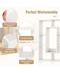 7-Cube Geometric Bookshelf with Anti-Toppling Device Modern Open Bookcase