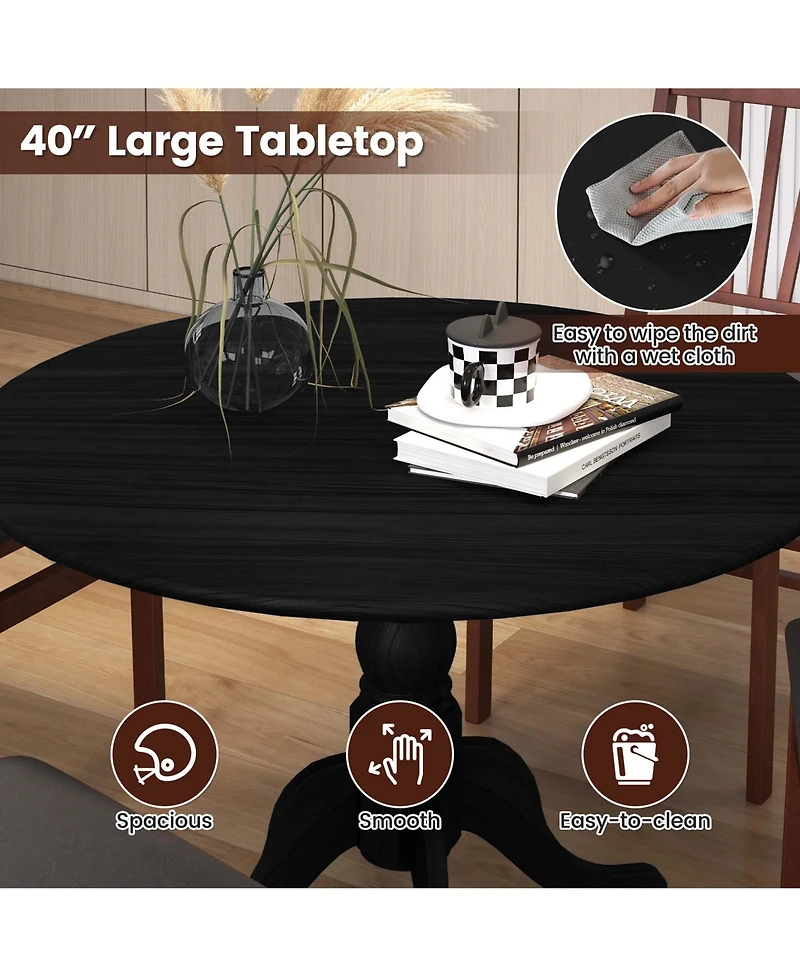 4-Person Dining Table Wooden Kitchen with Solid Rubber Wood Frame for