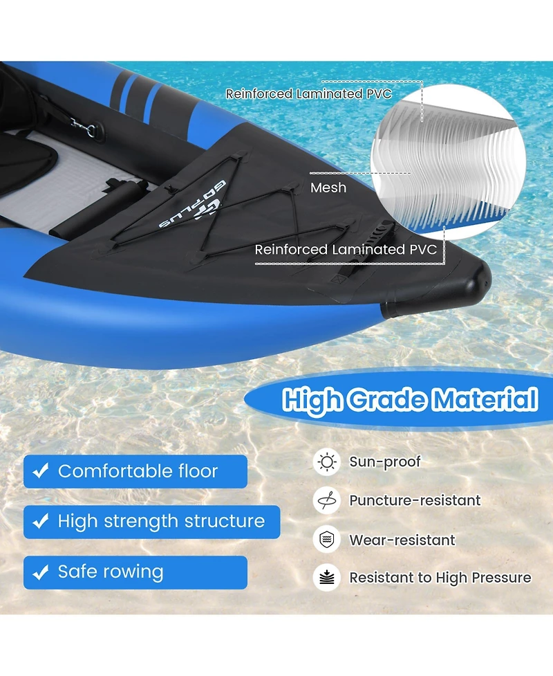 Costway Inflatable Kayak Set Portable 2-person with Aluminium Oars Eva Padded Seat