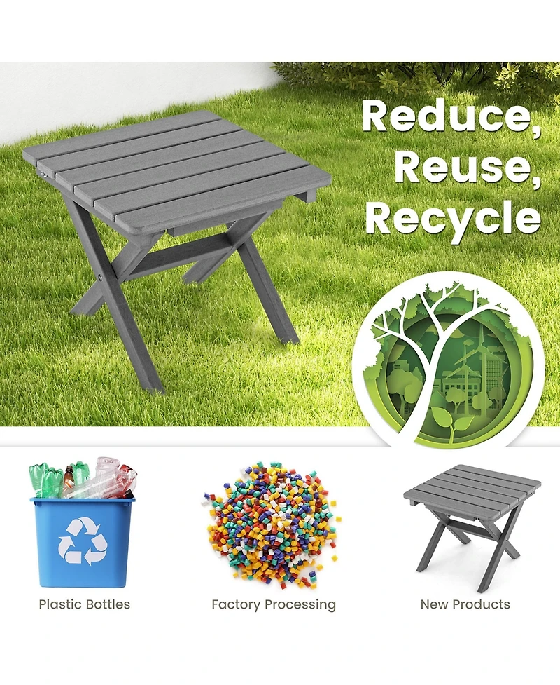 Outdoor Folding Side Table Weather-Resistant Hdpe Adirondack Table