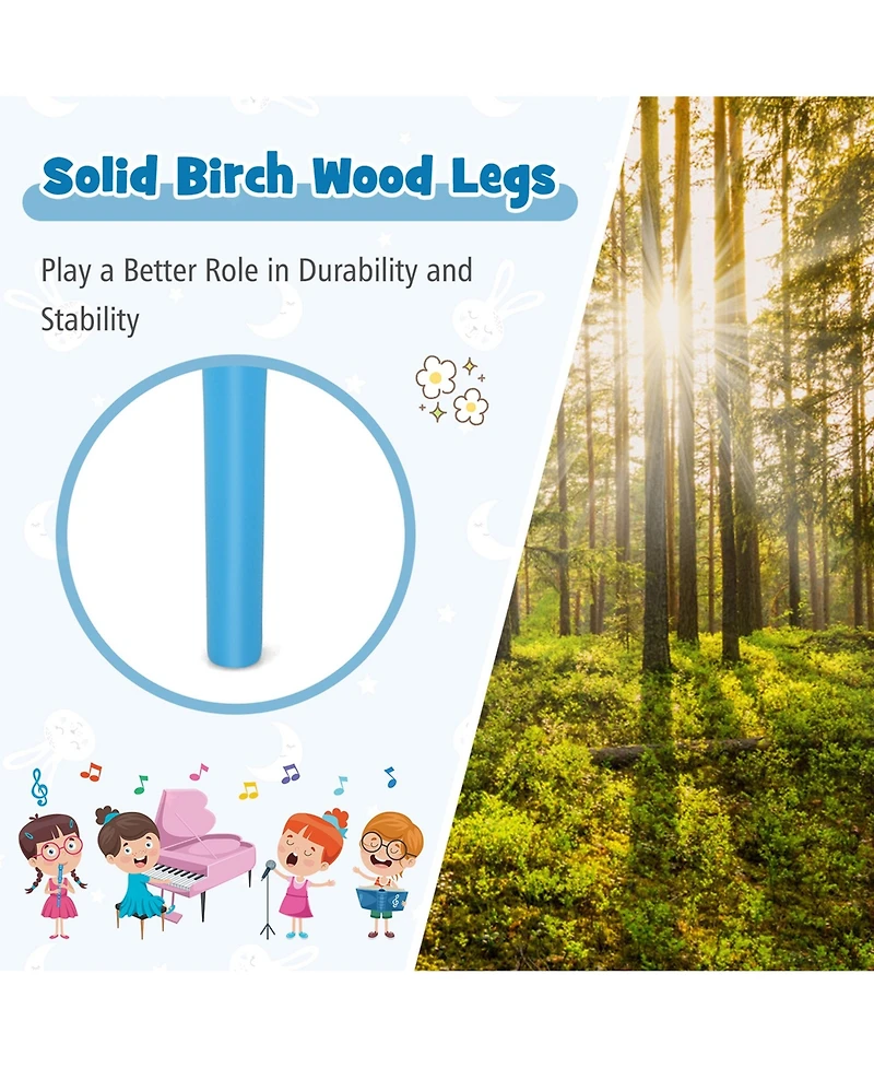 30-Key Classic Baby Grand Piano Toddler Toy Wood with Bench & Music Rack