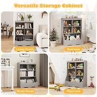 34.5" Kids Bookshelf with Anti-Tipping Kits Multi-functional Display Rack