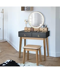 Makeup Vanity Table 3 Color Lighting Modes Jewelry Dressing