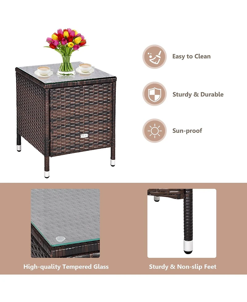 Outdoor 3 Pcs Pe Rattan Wicker Furniture Sets