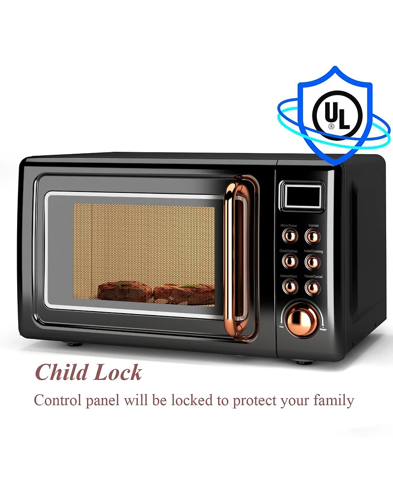 0.7Cu.ft Retro Countertop Microwave Oven 700W Led