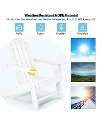 Patio Adirondack Chair Weather Resistant Garden Deck W/Cup Holder