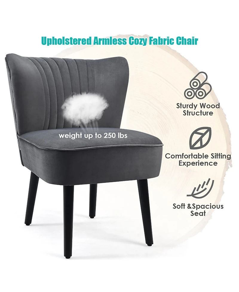 Costway Set of 2 Armless Accent Chair Upholstered Leisure Chair Single Sofa