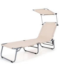 Costway Foldable Lounge Chair Outdoor Adjustable Beach Patio Pool Recliner