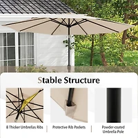 10FT Patio Umbrella 6 Ribs Market Steel Tilt W/Crank Outdoor Garden