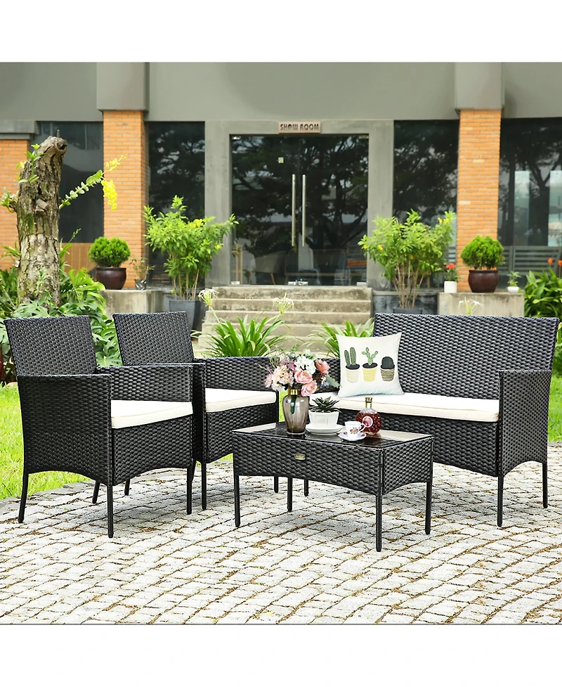 Patio 4PCS Furniture Set Rattan Wicker Outdoor