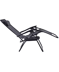 2 Pcs Folding Zero Gravity Reclining Lounge Chairs Beach Patio with Utility Tray