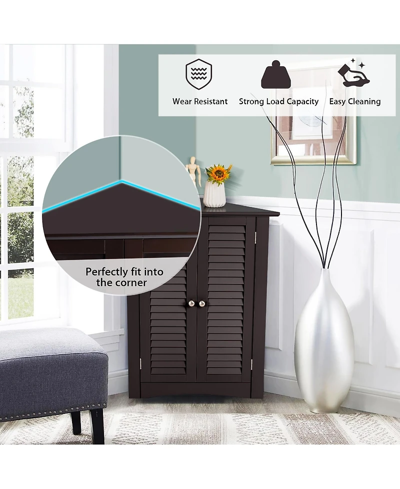 Storage Cabinet Freestanding Floor Cabinet Bathroom w/ Shutter Door