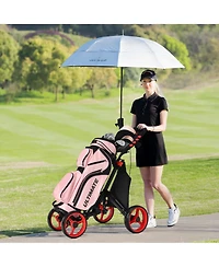 Folding 4 Wheels Golf Push Cart W/Bag Scoreboard Adjustable Handle