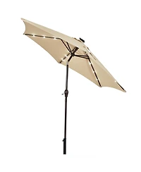 9' Solar Led Lighted Patio Market Umbrella Tilt Adjustment Crank Lift
