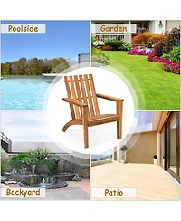 Costway Patio Adirondack Chair Acacia Wood Lounge Armrest Garden Deck