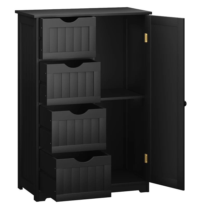4 Drawer Freestanding Bathroom Floor Cabinet Adjustable Storage Cupboard