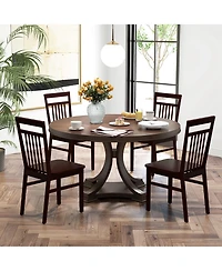 Costway Farmhouse Dining Chair Set of 2 Armless Wooden Chair with Slanted High Backrest