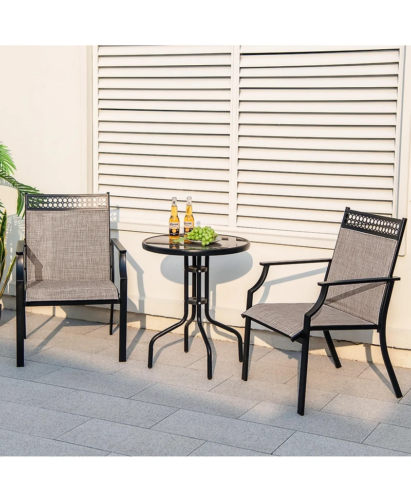 Patio Chairs Set of 2 with All Weather Breathable Fabric High Backrest