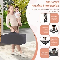 Costway Pack & Play Baby Diaper Changing Table 4 1 Portable Foldable with Mattress Carrying Bag