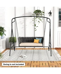 Costway Outdoor Metal Swing Frame Sturdy A-Shaped Porch Swing Stand with Extra Side Bars
