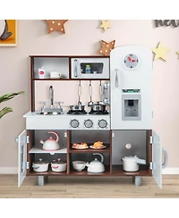 Kids Kitchen Playset Pretend Play Kitchen Toy with Realistic Sounds & Lights