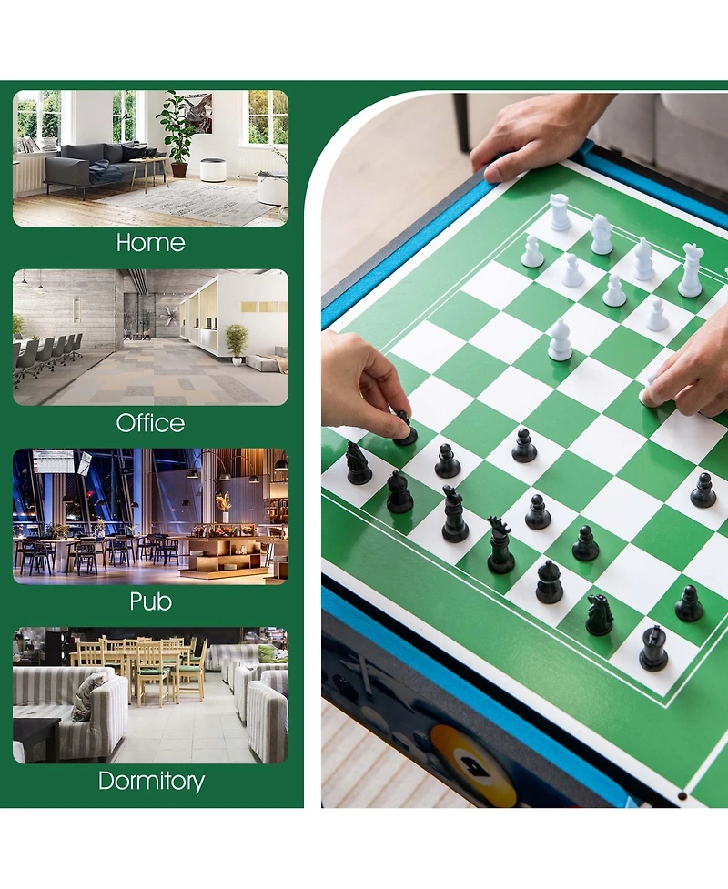 12-in-1 Combo Game Table Set with Foosball Air Hockey Pool Ping Pong Chess Bowling