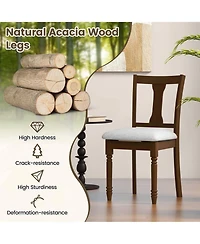 2 Pcs Wood Chair Antique Upholstered with Storage Space