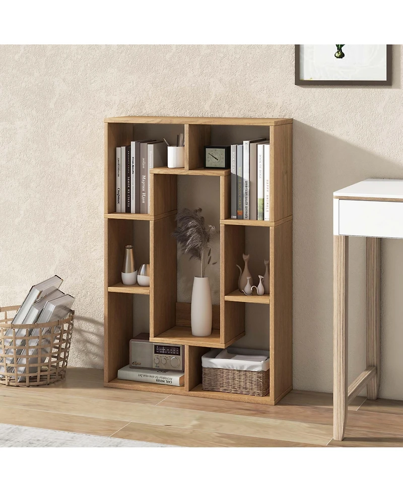 7-Cube Geometric Bookshelf with Anti-Toppling Device Modern Open Bookcase