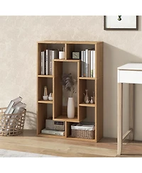 7-Cube Geometric Bookshelf with Anti-Toppling Device Modern Open Bookcase