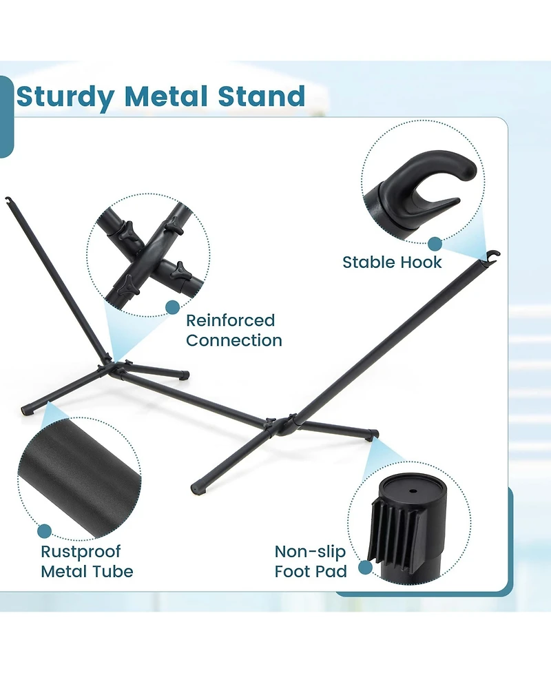 Costway 10.5FT Heavy Duty Stand with Portable Hammock, Stand & Carrying Case for Garden