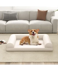 Orthopedic Dog Bed Medium Small Dogs with 3-Side Bolster Non-Slip Bottom Zippers