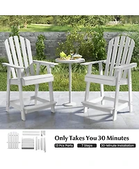 Costway 4 Pcs Tall Bar Stool Hdpe Patio Chair with Armrest Footrest Home Indoor Outdoor