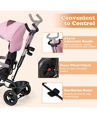 Costway Toddler 4-in-1 Multifunctional Tricycle Trike with Removable Canopy & Push Handle