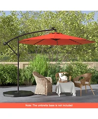 10 Ft Patio Solar Led 40 Lights Offset Umbrella Crank Cross Base