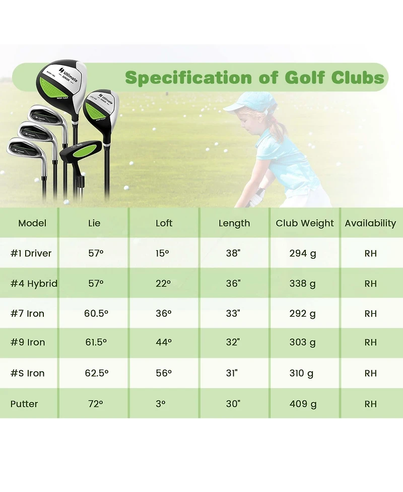 Junior Complete Golf Club Set for Kids Age 11-13 Years Old Practice