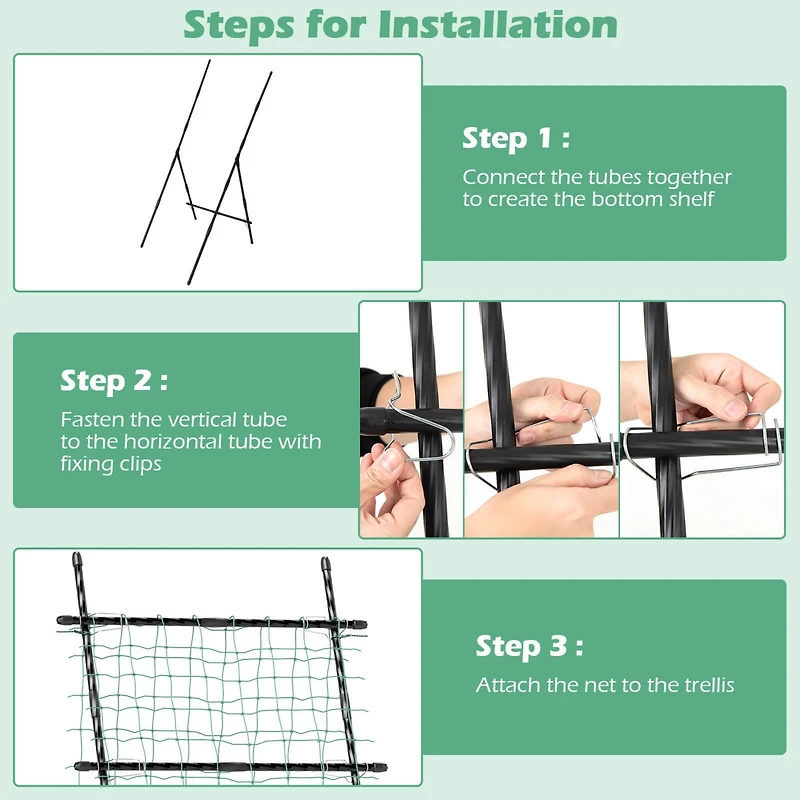 74" Garden Cucumber Trellis for Plant Climbing with Pe-Coated Frame, Trellis Net