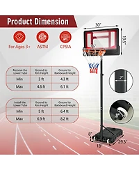 Kids Basketball Hoop Portable Backboard System with Adjustable Height Ball Storage
