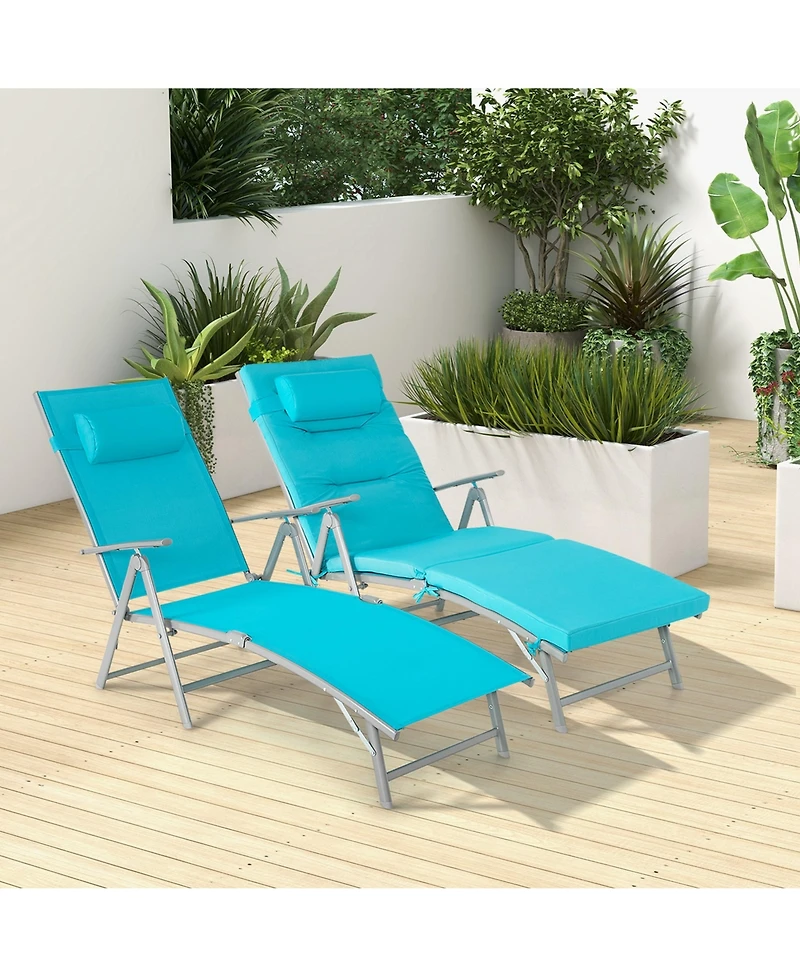Costway Outdoor Folding Chaise Lounge Chair Recliner Cushion Pillow Adjustable