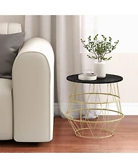 Costway Round Side End Coffee Sofa Table Nightstand with Storage Space Removable Top
