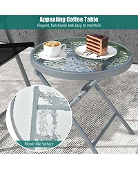 3pcs Patio Folding Table Chair Set Extra-Large Seat Metal Frame Portable Outdoor
